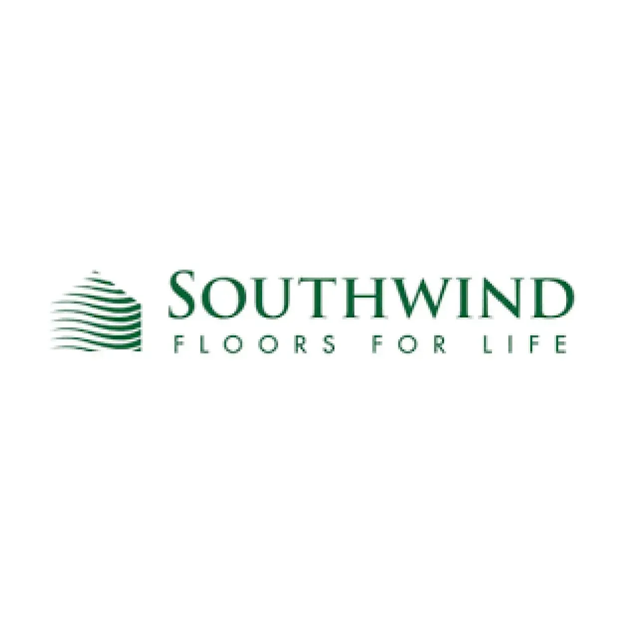 The logo for southwind floors for life is green and white