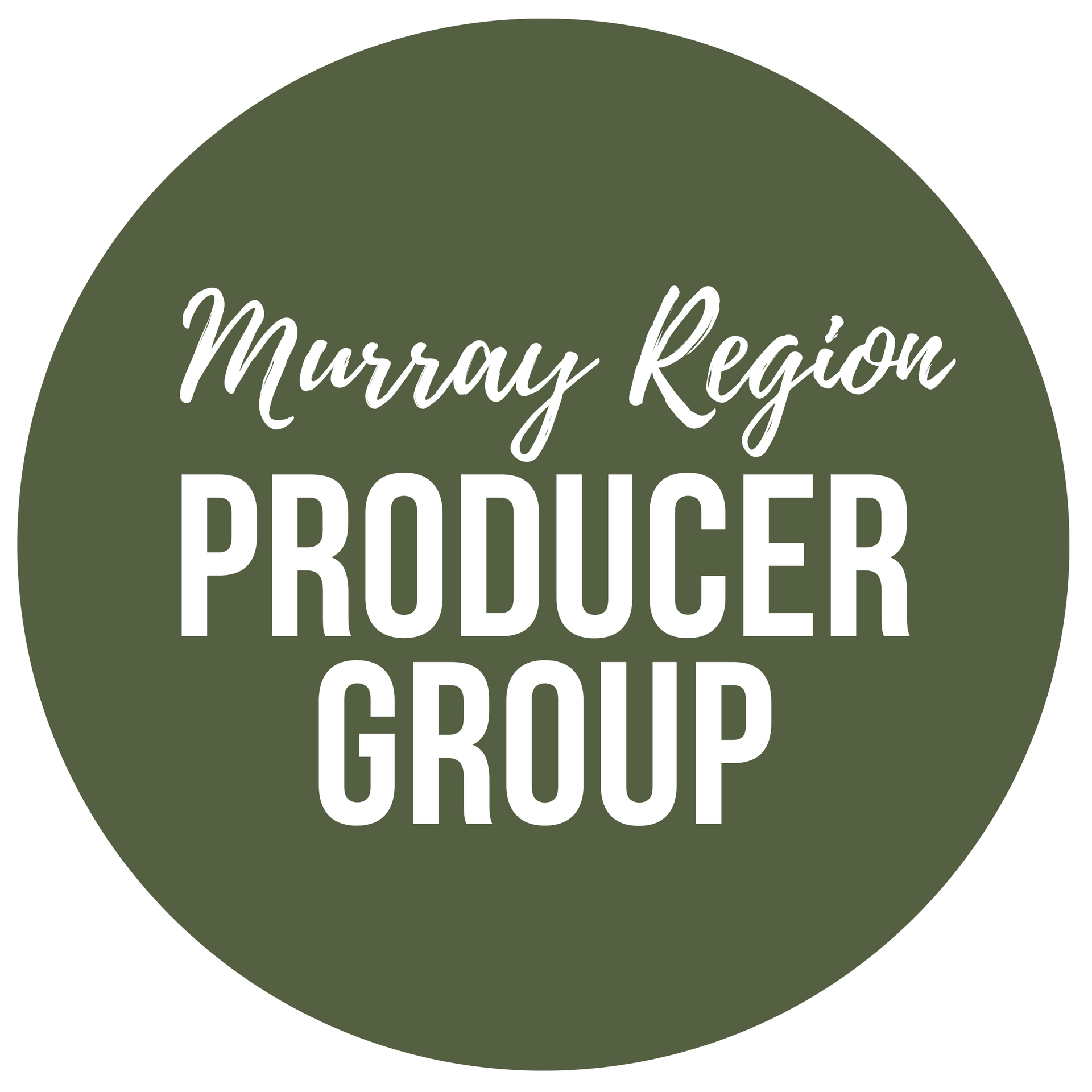 Murray Region Producer Group logo, white text on an olive green circle.