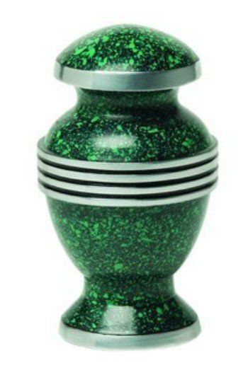 marbleized keepsake urn in green