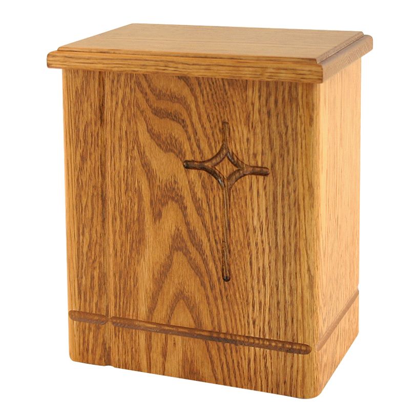 Cross oak urn