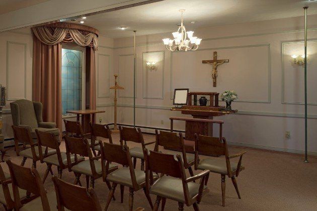 The funeral ark set up in visitation room