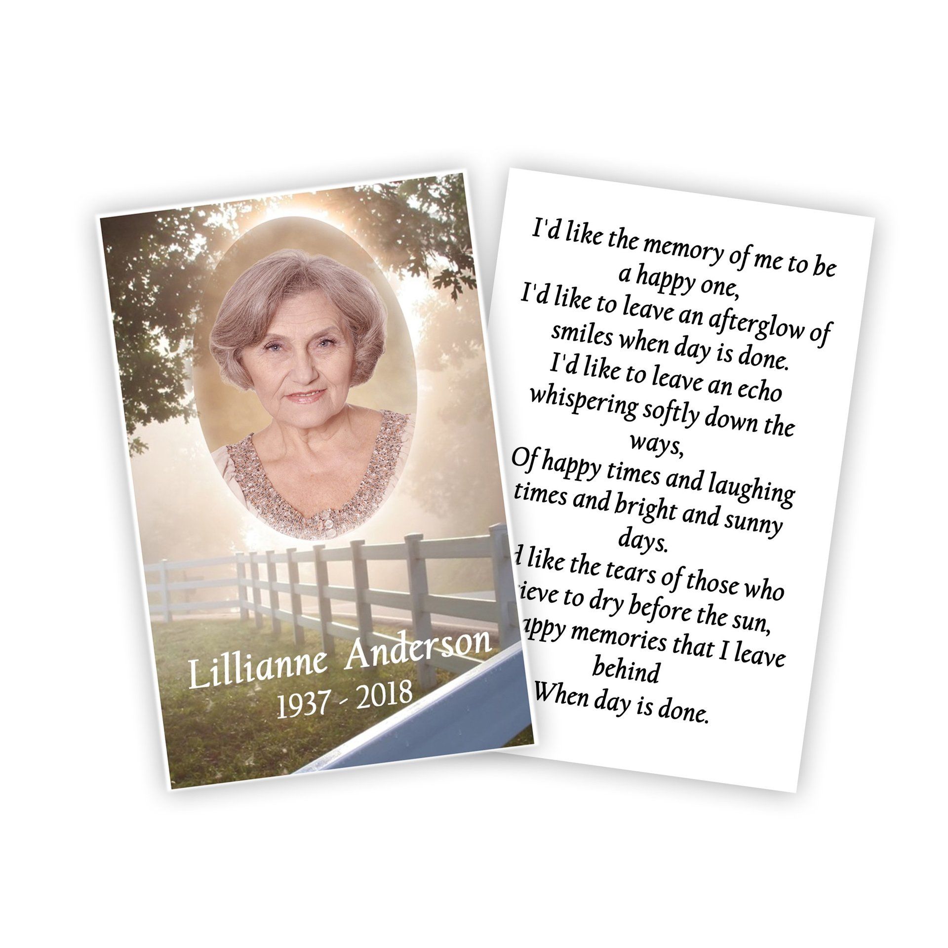 Coloured prayer card example