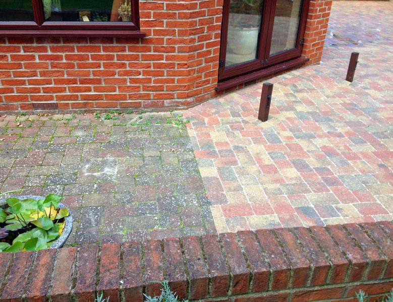 Block paving cleaned by Hedon Exterior Cleaning pressure washing service.