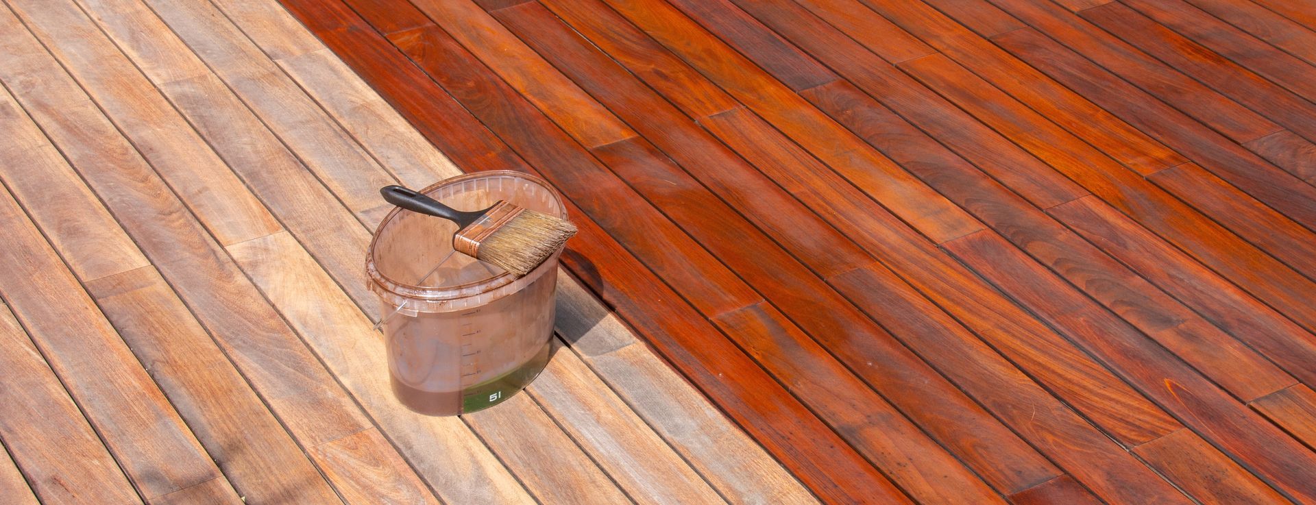 Painted decked area after professional decking cleaning