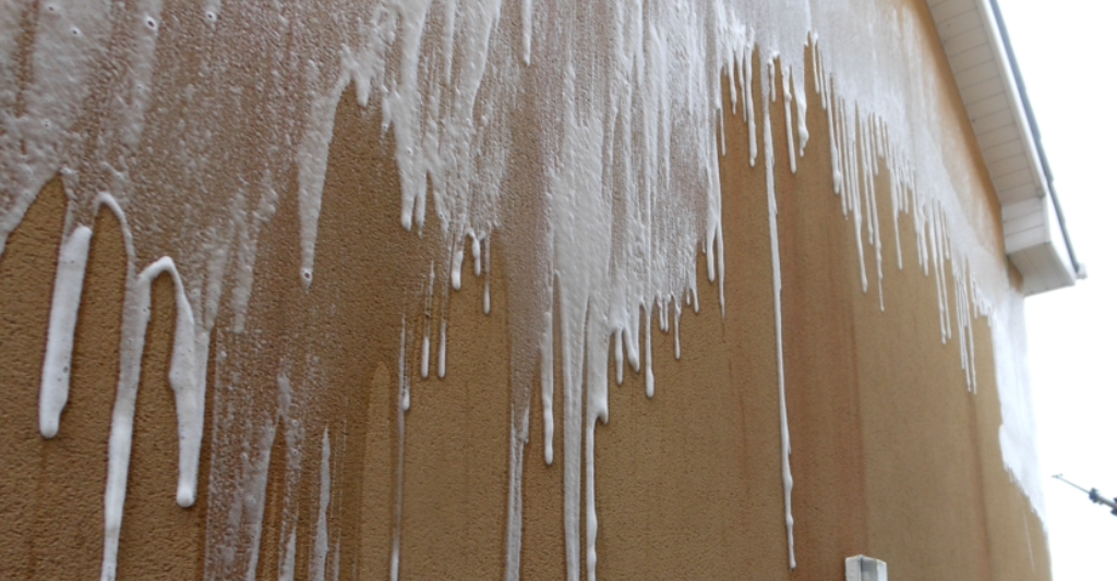 Preventative biocide application to rendered house