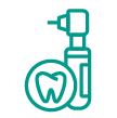 A dental drill with a tooth in a circle.