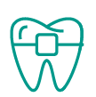 An icon of a tooth with braces on it.