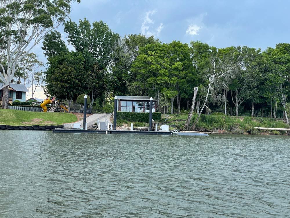 Pontoon Floating Deck Front View — Salvaging in Port Stephens, NSW