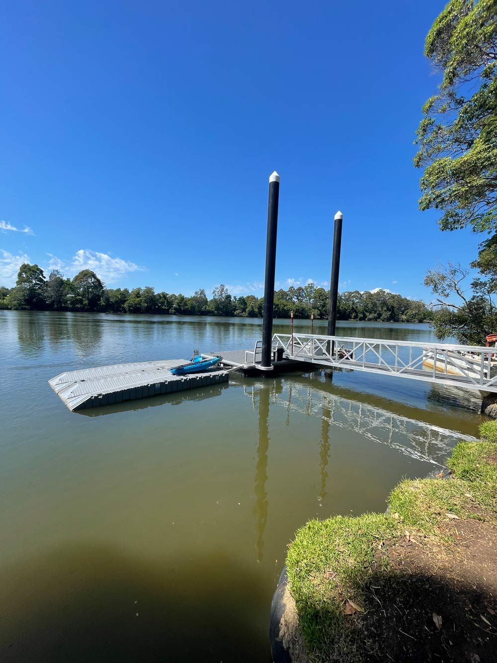 Pontoon Floating Deck Side View — Salvaging in Port Stephens, NSW