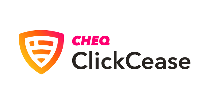 A logo for cheq clickease with a shield on a white background.