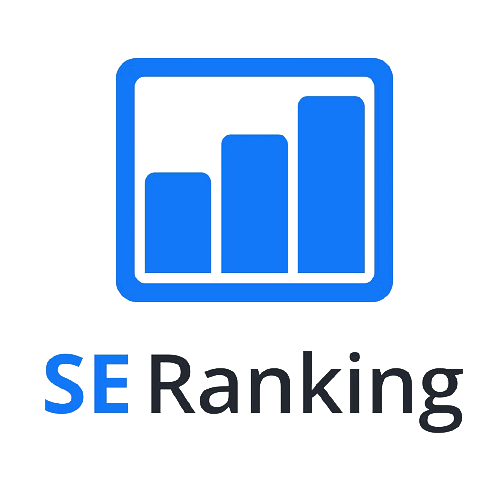 A blue bar graph with the words `` se ranking '' underneath it.