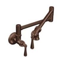 【MOEN摩恩】龍頭-古銅- 無鉛下拉式廚房龍頭/無鉛崁壁式 雙把手 單冷水廚房龍頭