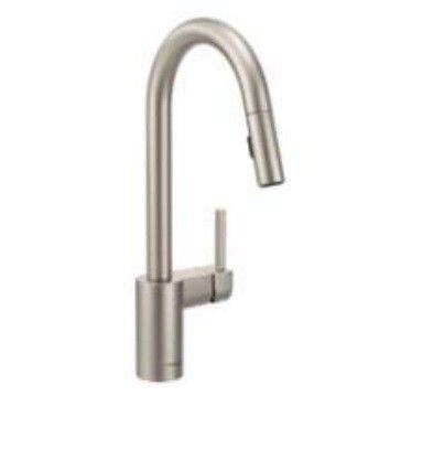 【MOEN摩恩】無鉛防指紋刷線龍頭-抽取式廚房龍頭/下拉式廚房龍頭