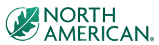 Logo for North American, featuring a green leaf icon inside a circle next to the company name in green text.