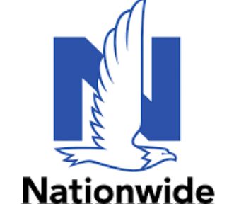 Nationwide logo featuring a blue letter N with a white eagle silhouette integrated into the design above the text.