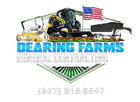Logo for Dearing Farms General Contracting: Tractor, trailer, American flag, phone number.