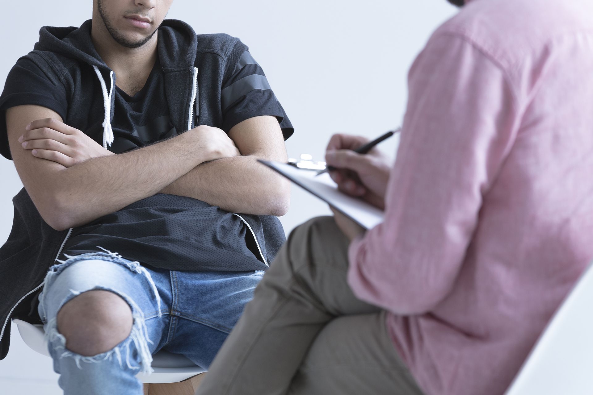 troubled teenager during meeting his psychologist