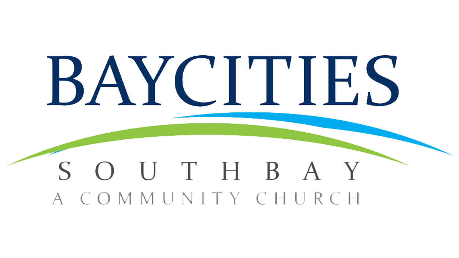 BayCities South Bay Church logo with blue and green arcs.