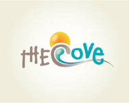 Logo for The Cove, featuring a stylized wave, sun, and text.