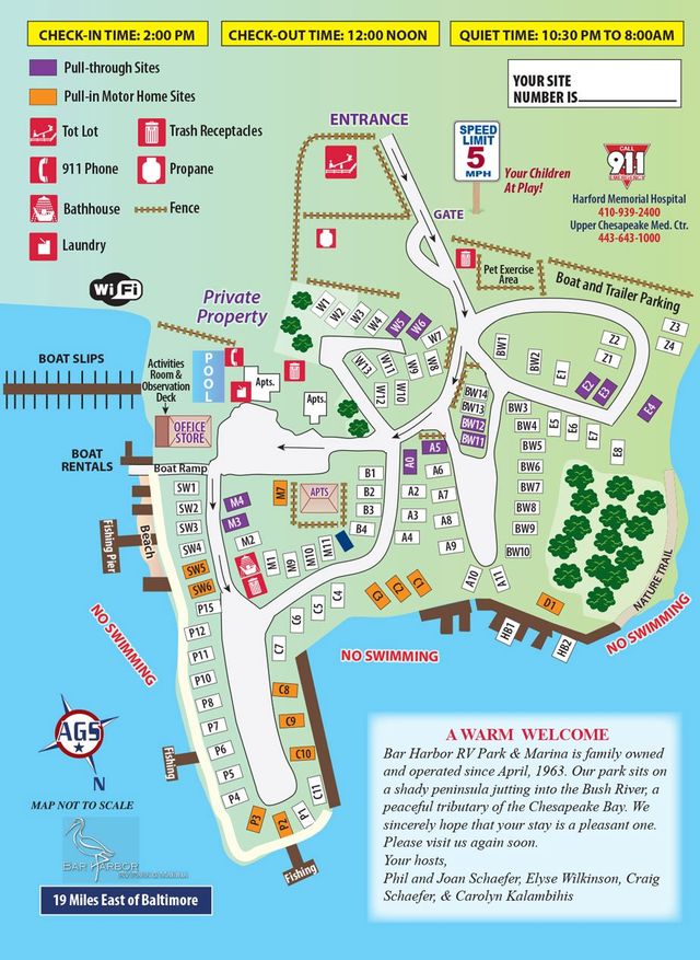 Blue Harbor Resort Map Bar Harbor Site Map | Bar Harbor Rv Park