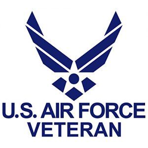 Blue US Air Force Veteran logo with wings and star.