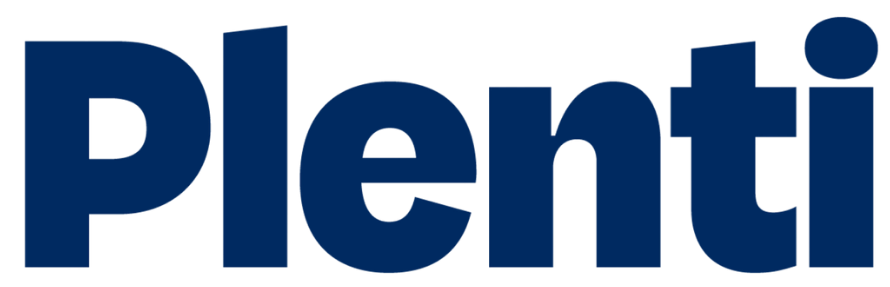Blue “Plenti” logo text on a white background