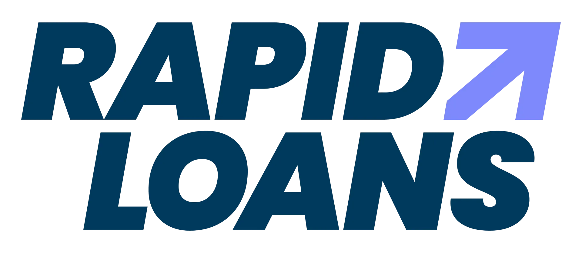 Rapid Loans logo in navy and purple with an upward arrow icon