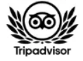 A black and white logo for tripadvisor with an owl and laurel wreath.