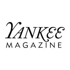A black and white logo for yankee magazine on a white background.