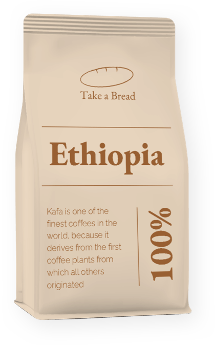Una busta di caffè etiope al 100%