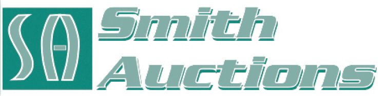 Logo for Smith Auctions: green square with 'SA' inside, and 'Smith Auctions'  in a light blue font.