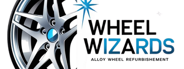 Wheel Wizards logo featuring a stylized wheel. Black text 