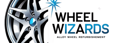 Wheel Wizards logo featuring a stylized wheel. Black text 