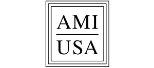 A black and white logo for ami usa