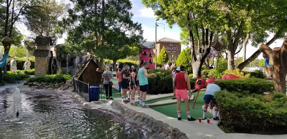 Mini Golf in NV — Playing Golf Beside Pond in Reno, NV