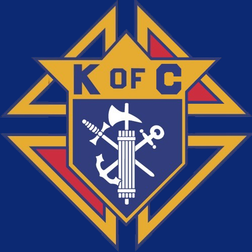 The k of c logo is on a blue background.