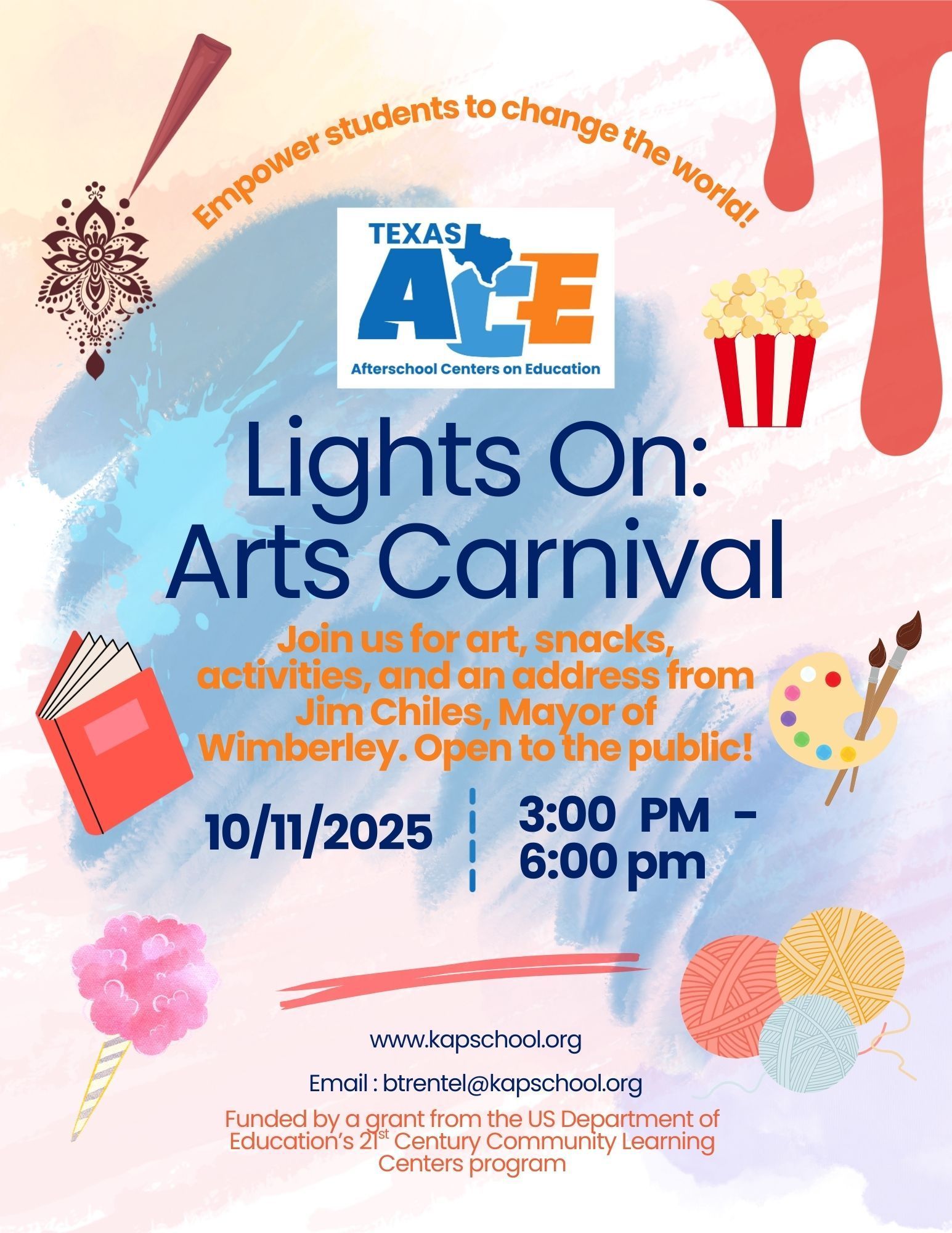 Lights On: Arts Carnival, Oct. 11th, 2025, 3-6PM  at KAPS
