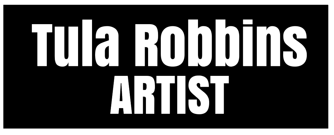 A black and white logo for tula robbins artist