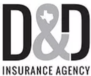 The logo for d & d insurance agency is black and gray.