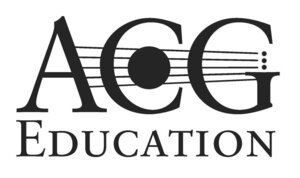 A black and white logo for acg education