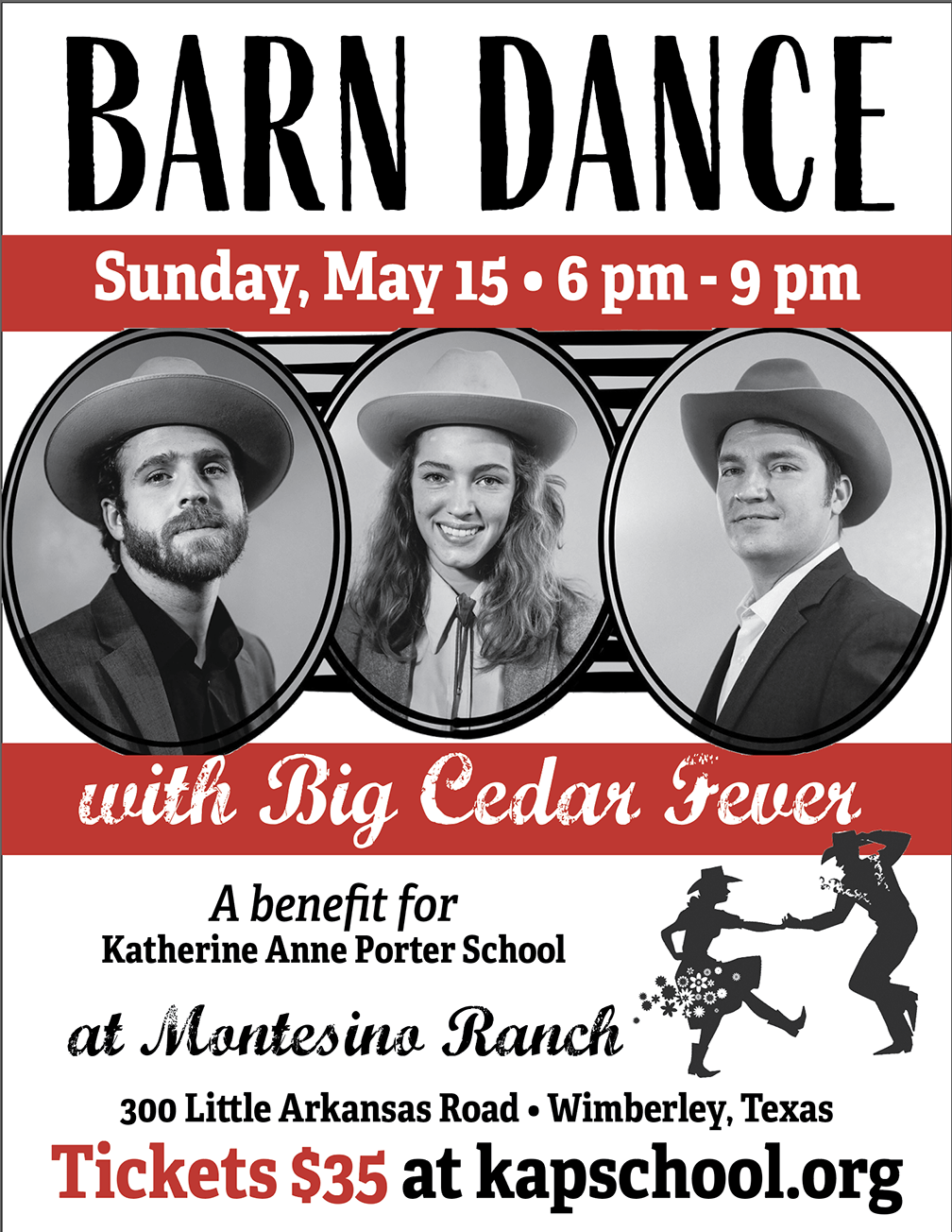 A poster for barn dance with big cedar fever