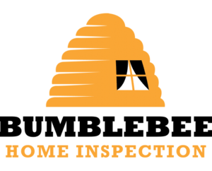 The logo for bumblebee home inspection shows a beehive with a house inside of it.