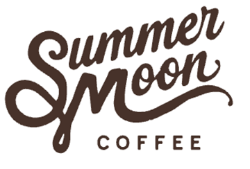 A logo for summer moon coffee with a white background