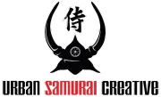 Logo: Samurai helmet design with Japanese character above,
