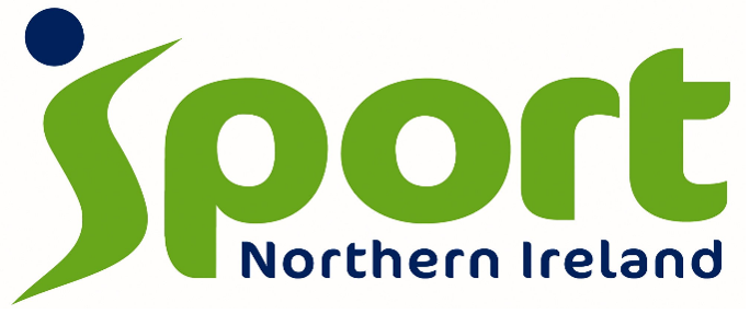 The logo for sport northern ireland is green and blue