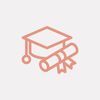 A graduation cap and diploma icon on a white background.