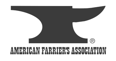 A black and white logo for the american farrier 's association