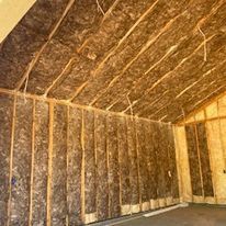 A room with a lot of insulation on the walls and ceiling.