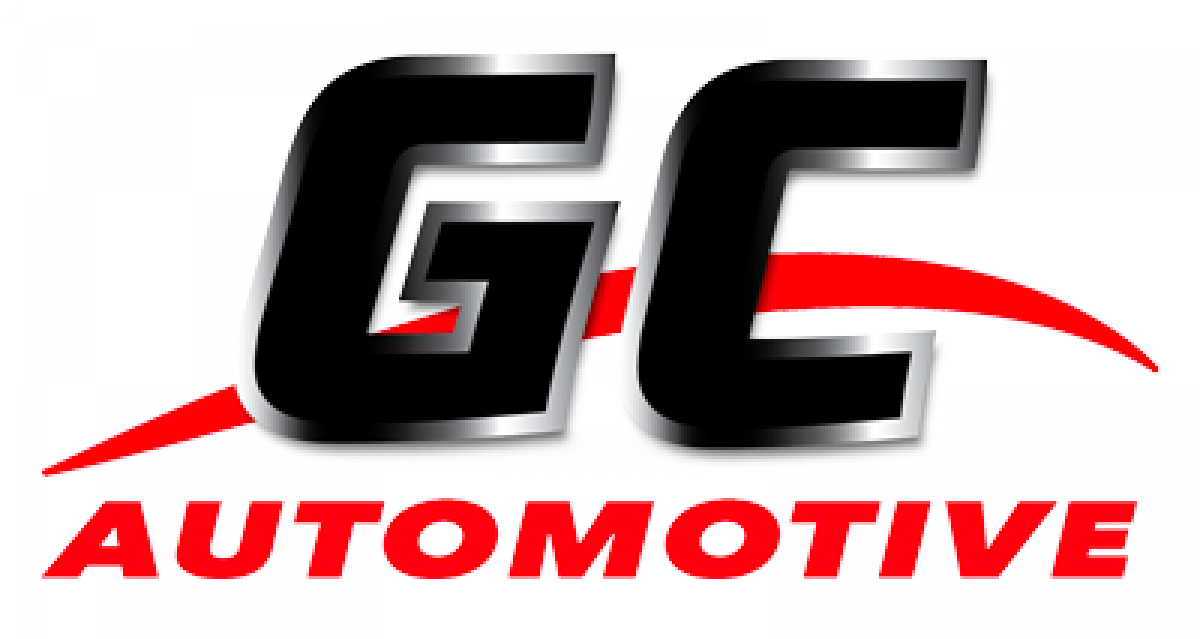 GC Automotive logo in black and red with a red swoosh on a white background
