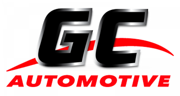 GC Automotive logo in black and red with a red swoosh on a white background